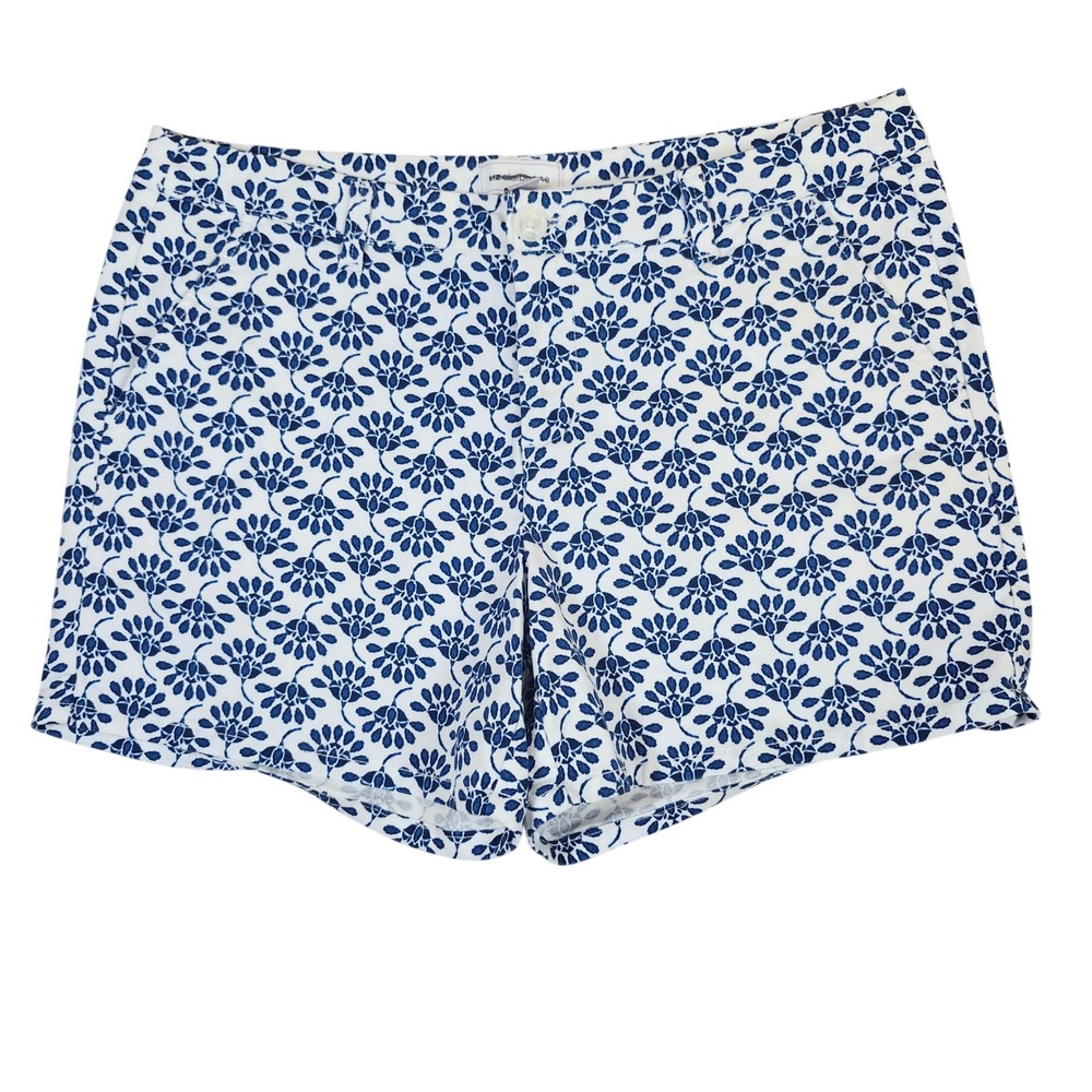 Liz Claiborne Shorts Floral Blue White Cotton Blend‎ Casual Summer Size 14